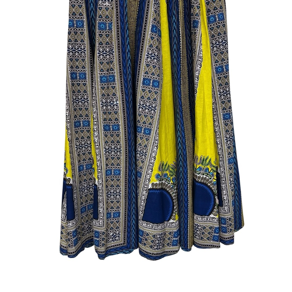 NF Ankara African Print Maxi Skirt OS Yellow and Blue - Picture 7 of 11